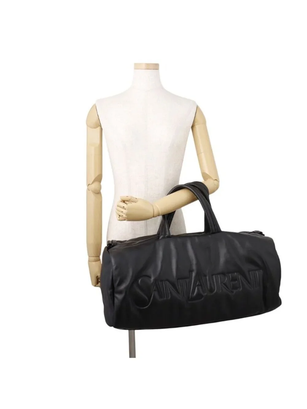 Saint Laurent Paris Boston Bag Wide Logo Puffer Lambskin Black